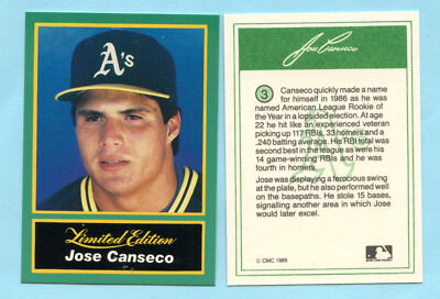 jose canseco limited edition baseball cards CMC 1988 Card Set, 20 cards, Talking Card for Sale in Arrowhed Farm, CA JOSE CANSECO, 1989 CMC "LIMITED