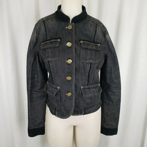 Black Cropped Denim Jean Jacket Womens 