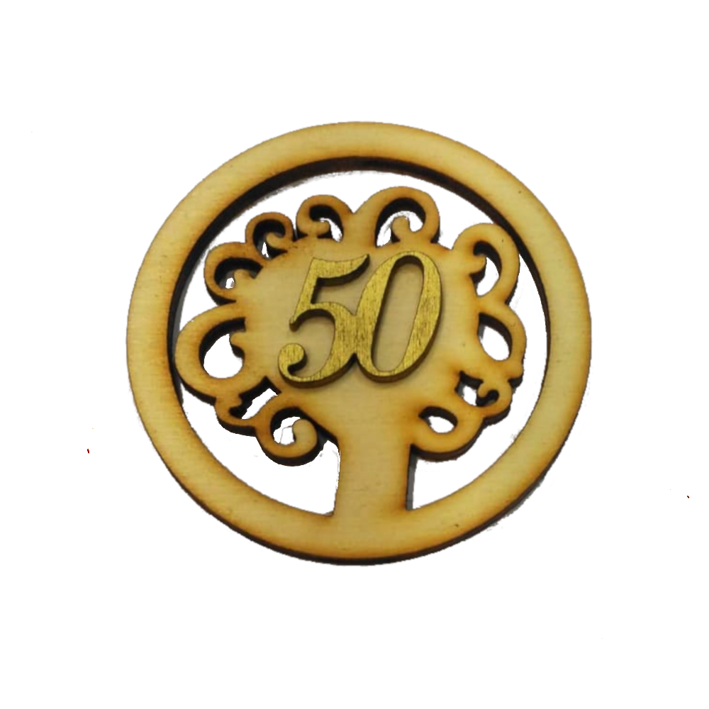 DLM-27586 Kit 12 Calamite In Legno Albero Della Vita Con Numero 50 – Segnaposto Per Nozze D'Oro, Bomboniere Anniversario Fai Da Te