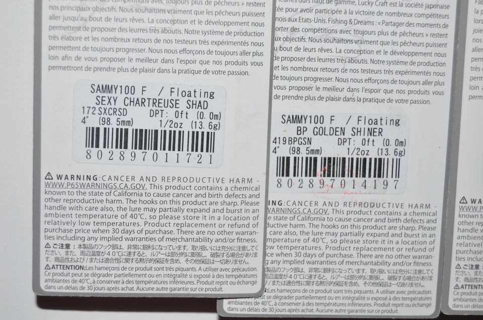 4 señuelos lucky craft sammy 100 señuelo topwater 4" 1/2 oz surtido flotante Foto 4 de 4