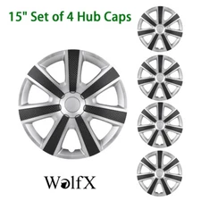 15" 4PCS Silver & Mold Texture Wheel Covers Snap On Hub Caps For Honda Fit R15