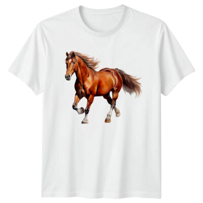Kastanie Pferd Pferde Tier Herren T-Shirt Damen Grafik Tee Unisex Top