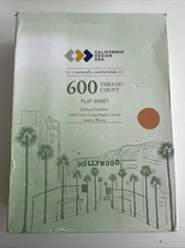 California Design Den King Flat Sheet 100% Sateen Cotton, 600 Thread Count NEW