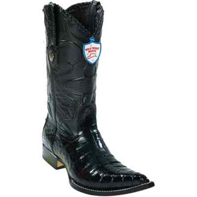 WILD WEST BLACK CAIMAN CROCODILE BELLY WESTERN COWBOY BOOT 3X TOE EE 2958205
