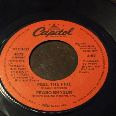 Vintage Record, PEABO BRYSON: FEEL THE FIRE & A FOOL ALREADY, 45