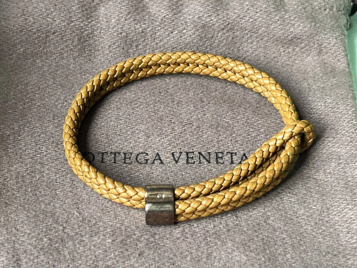 Bottega Veneta Bracelet In Leather And Silver for Men