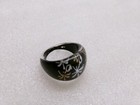 Lucite Dome Ring Fireworks? Cocktail Clear Reverse Painted  Black Vintage 7.25 — photo 10