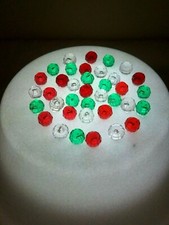 63 7mm Red, Green, Clear Round Globe Pins for Ceramic Christmas Trees