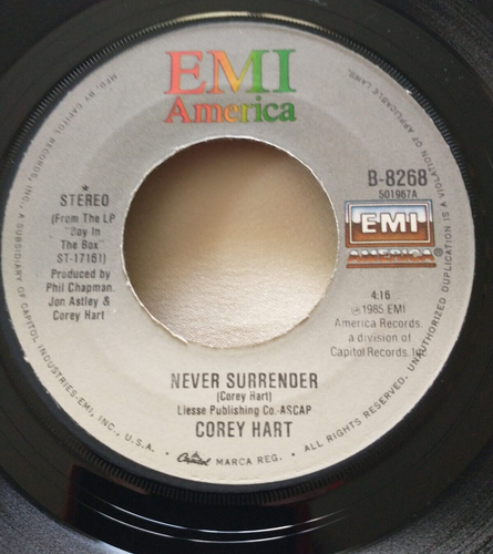 1985 COREY HART 45 RPM SINGLE NEVER SURRENDER IN POSTER / PICTURE SLEEVE - Picture 2 of 6