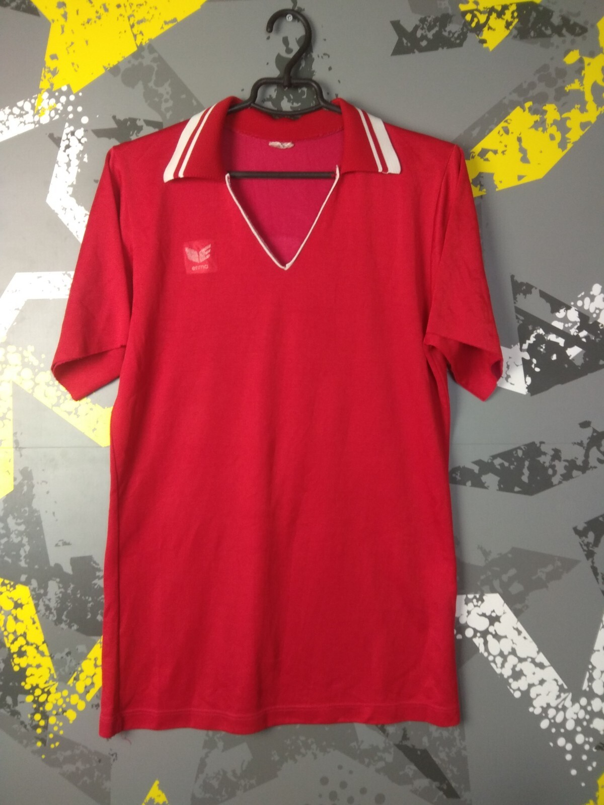 Erima Vintage Jersey Football Shirt Red #4 Polyester Mens Size L ig93