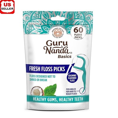 Fresh Floss Dental Picks Non Shred Cocomint Flavor 60 Pack Travel Friendly New