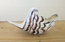 Hand-Blown Glass Figurine Ocean Seashell Conch Large Heavy Glass Brown