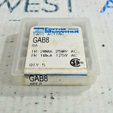 GOULD SHAWMUT GAB8 200A 250V AC 8A FUSES QUANTITY 5 IN BOX NEW