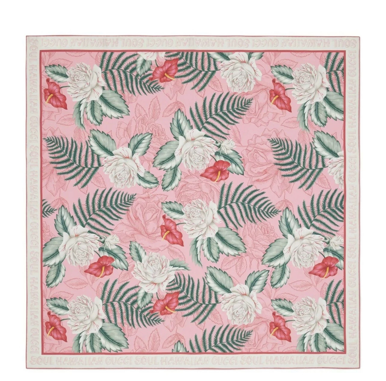 Grand logo floral Gucci Hawaiian Dream 100 % soie 90 x 90 cm boîte neuve avec étiquettes