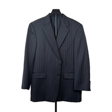 Burberry London 44R Wool Pinstripe Blazer Jacket Mens 44 Regular Vintage USA