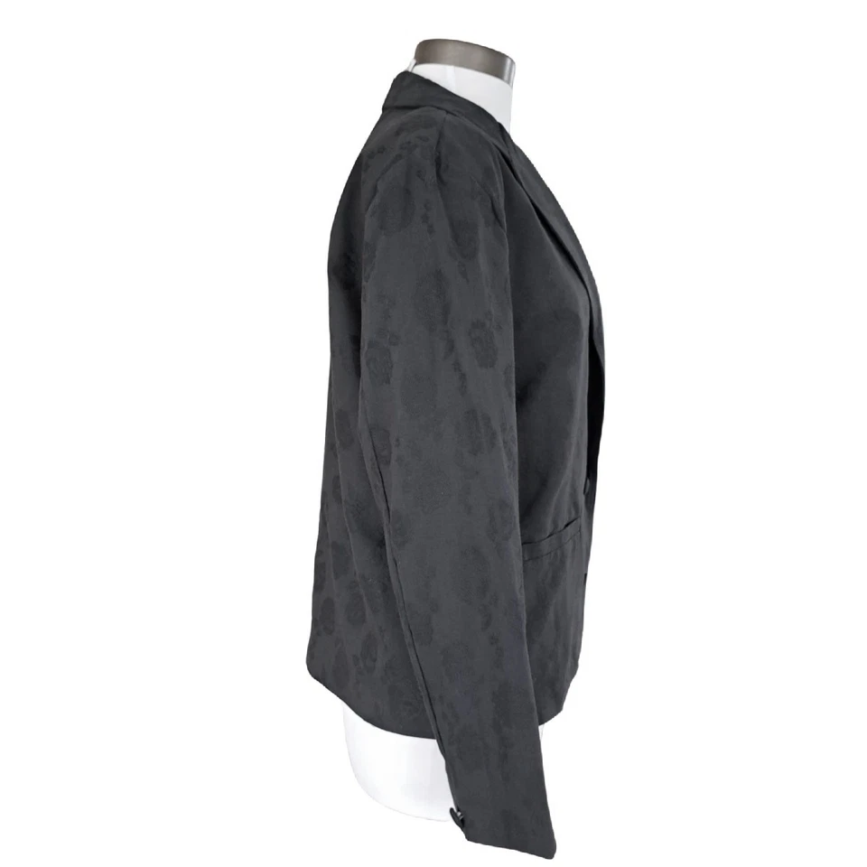 Vintage 80s Betsey Johnson Punk Label Black Floral Jacquard Blazer Medium Foto 4 de 4