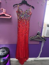 mori lee prom dress Size 1/2 USA Red With Multi Color Accents 
