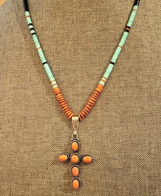 Native American Ronald Chavez Santo Domingo Turquoise Heishi Bead Necklace