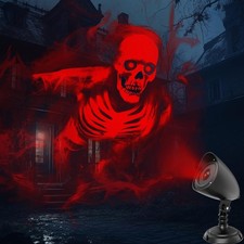 Outdoor Halloween Projector 3D Dynamic LED Red Skull Window Hologram Lights