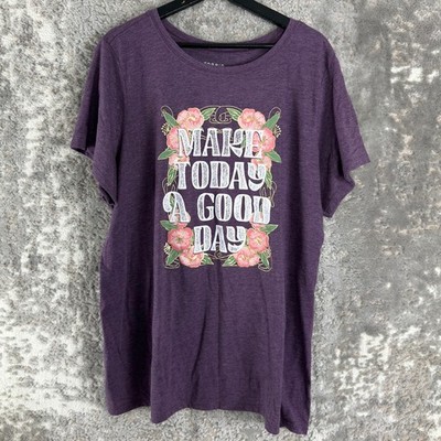 Torrid Plus Size 3 Floral Graphic Tee Make Today A Good Day T-Shirt Purple Women