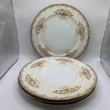 (4) VINTAGE CRESCENT CHINA JAPAN DINNER PLATES FLORAL DESIGN 10