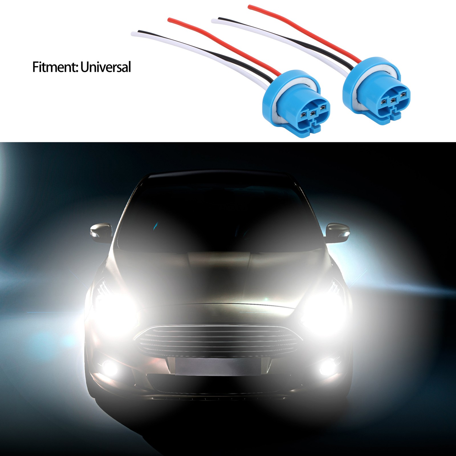 Car Pair 9007 Female Socket Harness Headlight Fog Light Universal For 9004 HB1