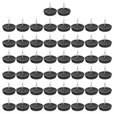 100Pcs Plastic Nail-On Furniture Glides 17mm Dia Table Chair Sofa Leg Black