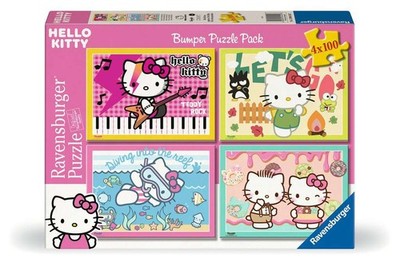 Ravensburger 04159 Los geht's, Hello Kitty! Kinderpuzzle 4x100 Teile