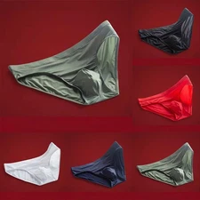 Mens Sexy Low-Rise Ice Silk Panties Knickers Bikini Underwear Underpants Briefs