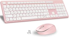 LeadsaiL Pink Wireless Keyboard and Mouse Combo