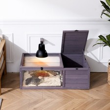 Tortoise Habitat Wooden Tortoise House Indoor  Outdoor 2-Room 38x24x13in