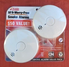 Kidde 10 Year Battery Powered Smoke Detector Photoelectric Sensor (2-Pack) NEW