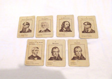 Authors game cards, antique, set of 7