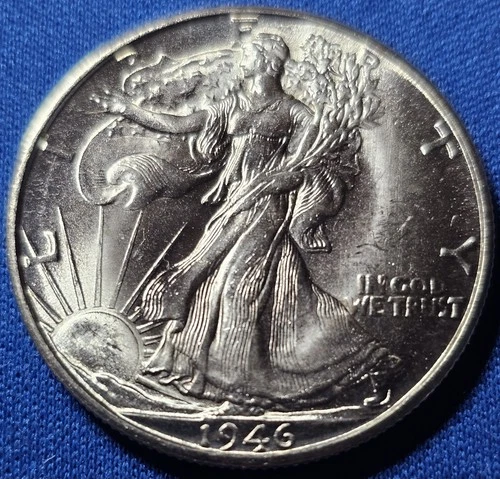 1946-D Walking Liberty Half Dollar Choice BU. Blazing Luster!!!
