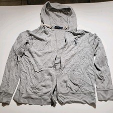 Rare Polo Ralph Lauren Hoodie Mens Size L Big Pony Logo Light Gray Full Zipper