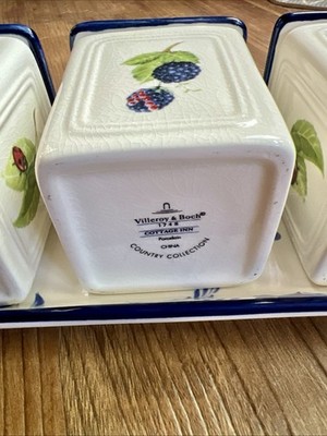 Villeroy & Boch Cottage Charm Jam Jelly Jar Set Tray 4pc - Small