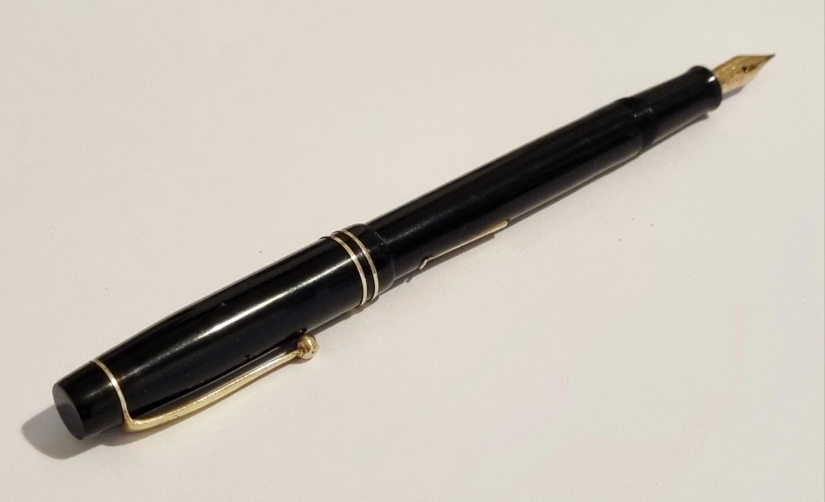 Gorgeous 1930s The De La Rue Pen 1332 65 Classic Black/GT Fountain Pen 14ct Nib