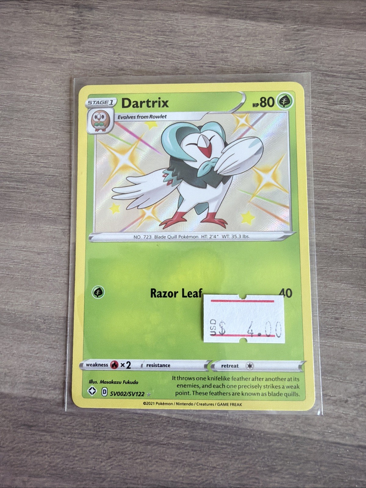 Dartrix SV002/SV122 Shining Fates Shiny Vault Pokemon TCG Near Mint
