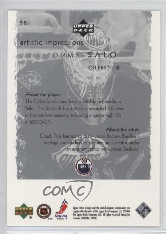 2002-03 Upper Deck Artistic Impressions Tommy Salo #38 - Image 2 of 2