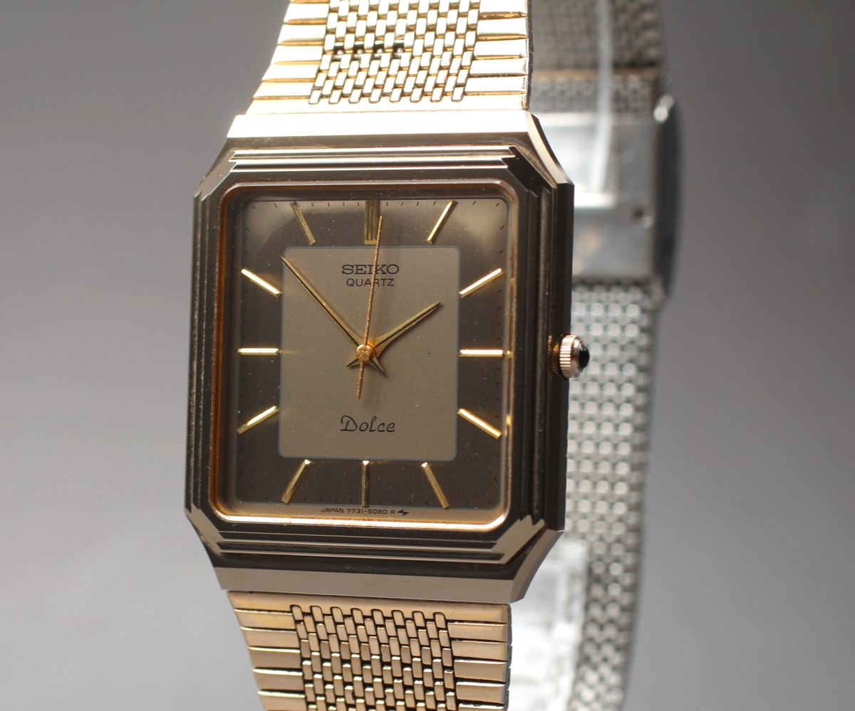 Vintage1985 [MINT] Seiko Dolce 7731-5081 Gold Tank Quartz Men's