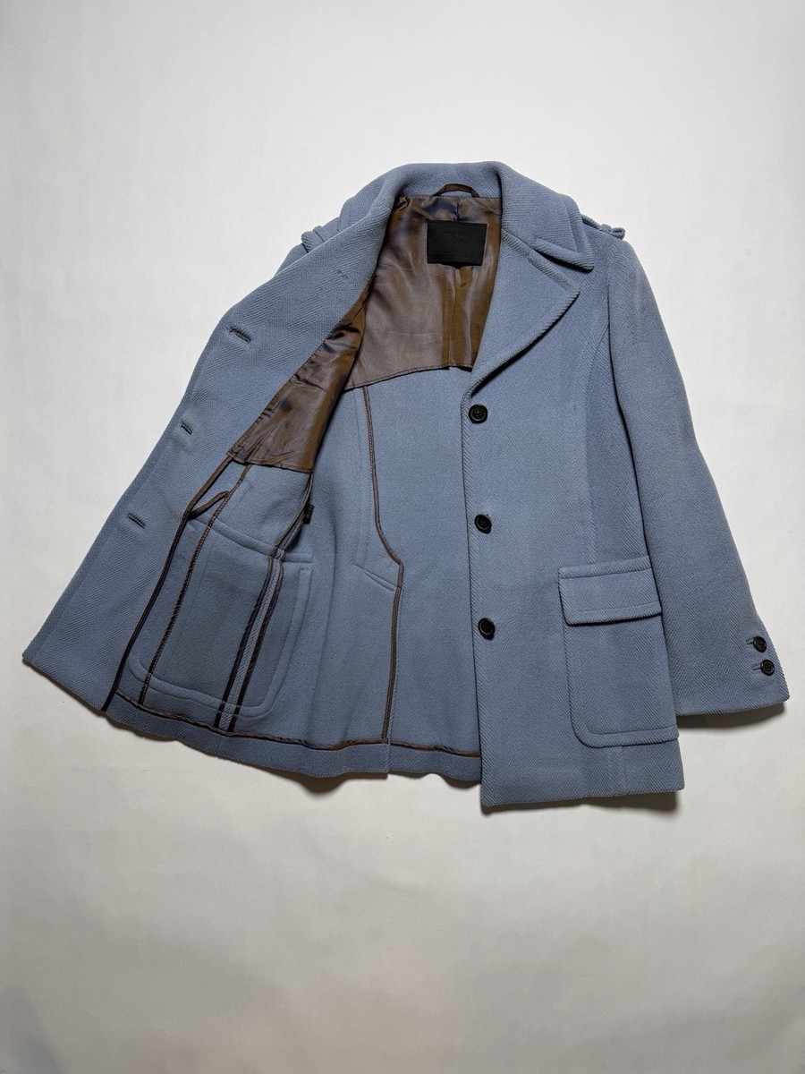 Vintage Prada Fall 1996 Light Blue Wool Short Wool Coat Carolyn