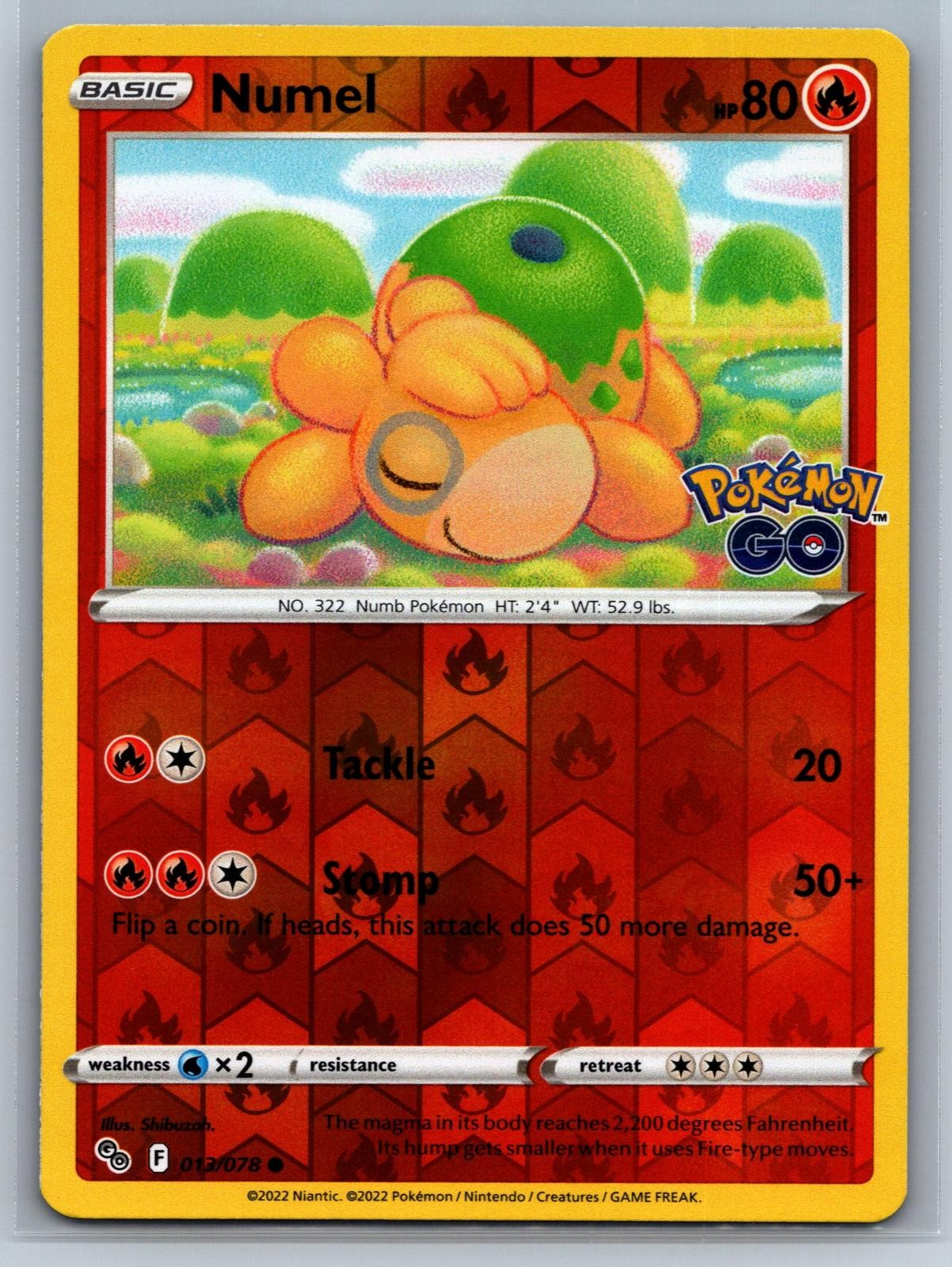 Numel 013/078 Common Pokemon GO Pokemon Reverse Holo Near Mint