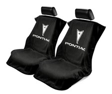 Seat Armour 2 Piece Front Car Seat Covers For Pontiac - Black Terry Cloth