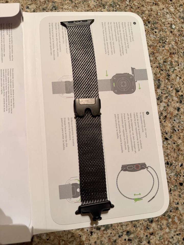 Apple Watch Ultra Titanium Milanese Loop 49mm Genuine OEM Black Size S - Image 4 of 4