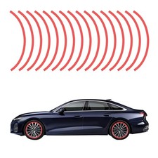 16PCS Reflective Car Wheel Rim Stickers, Car Wheel Decorative Stripe Red