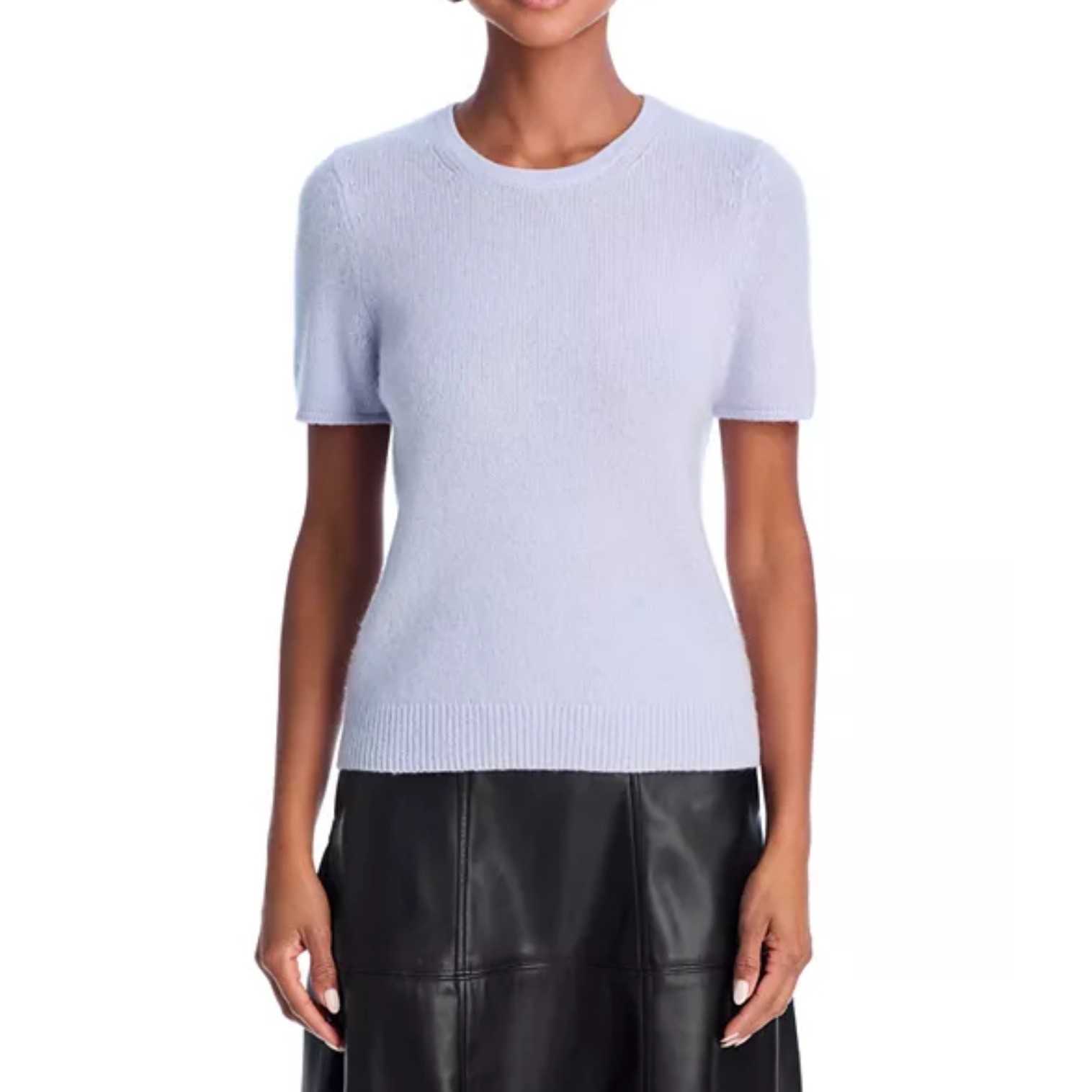 C by Bloomingdale's Serenity Blue 100% Cashmere Short Sleeve Sweater XS