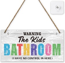 Kids Bathroom Wooden Sign Decor Set, Colorful Kids Bathroom Sign - I Have No