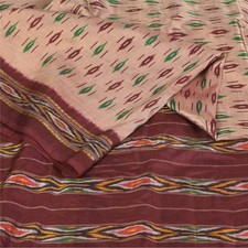 Sanskriti Vintage Sarees Ikat Handwoven Pochampally Pure Silk Sari 5 Yd Fabric