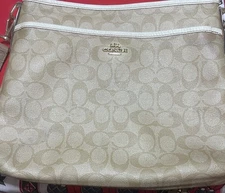 Coach Signature Khaki Crossbody Bag – Adjustable Strap – Classic C Jacquard