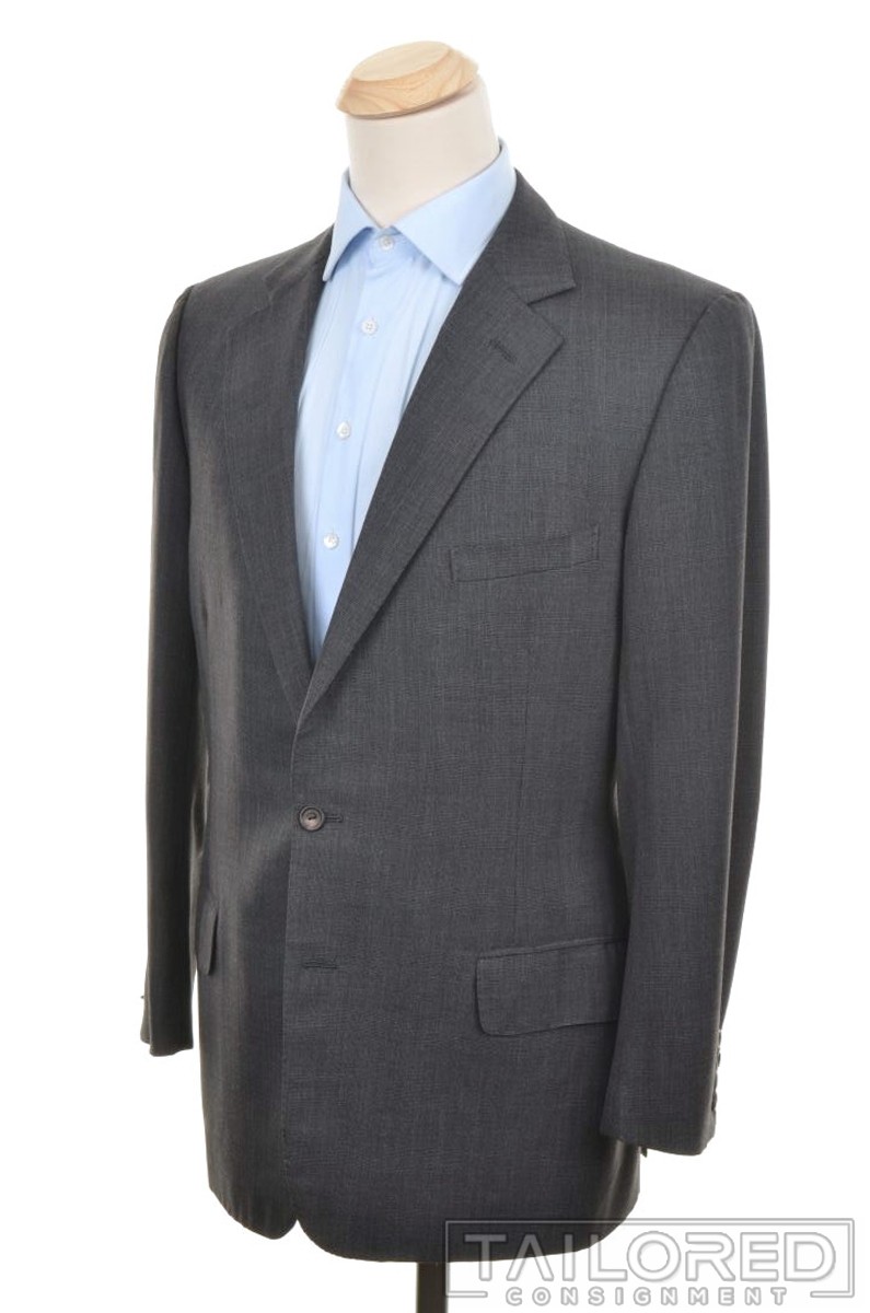 HENRY POOLE Savile Fila Grigio Check Giacca Pantaloni TUTA Uomo BESPOKE 42 R